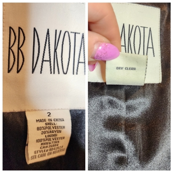 BB Dakota Black ruched 3/4 sleeve blazer. Women's size 2. Pockets - Picture 4 of 16